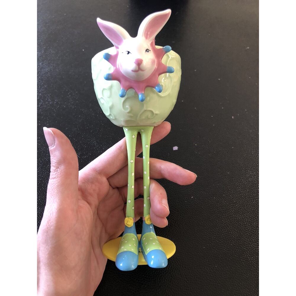 MWW Market Bunny Long Legs Tea Light Candle Holder Easter Rabbit